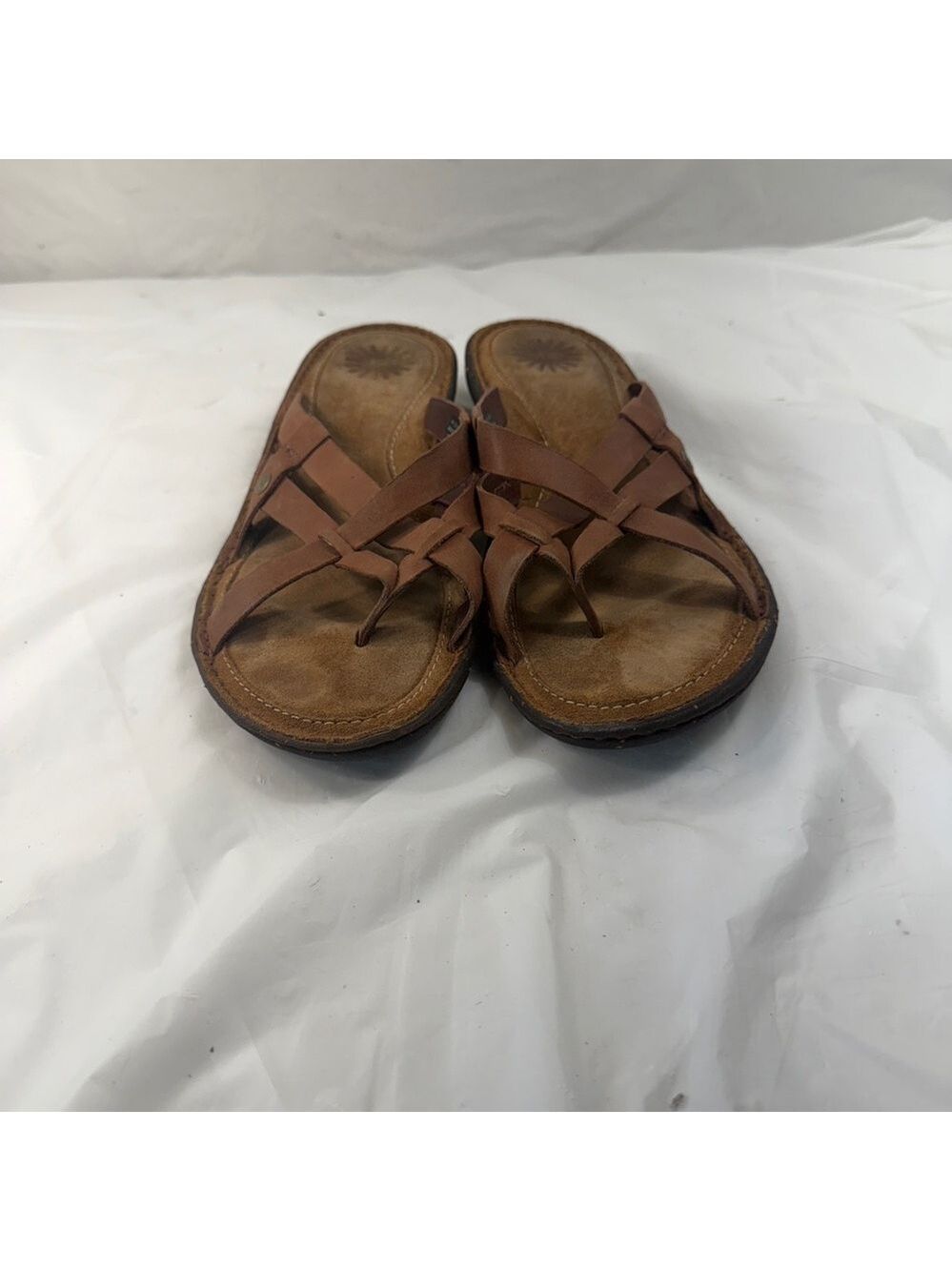 UGG Australia "Lanni" Women’s Leather Slip On Strappy Sandals Brown Size 11